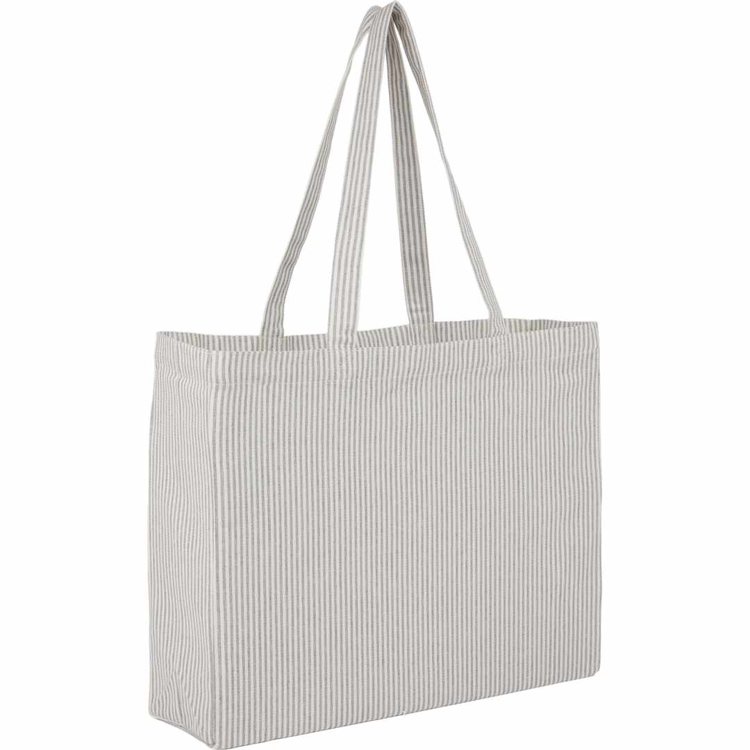 Striped Pacific Recycled Cotton Shopper Tote - 7901-53 Gray