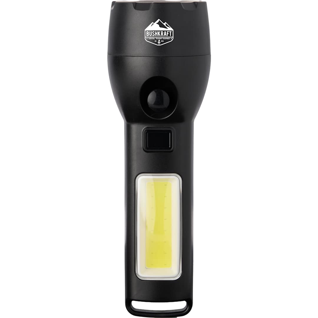 Solar Powered Rechargeable COB Flashlight - 8053-27 Black