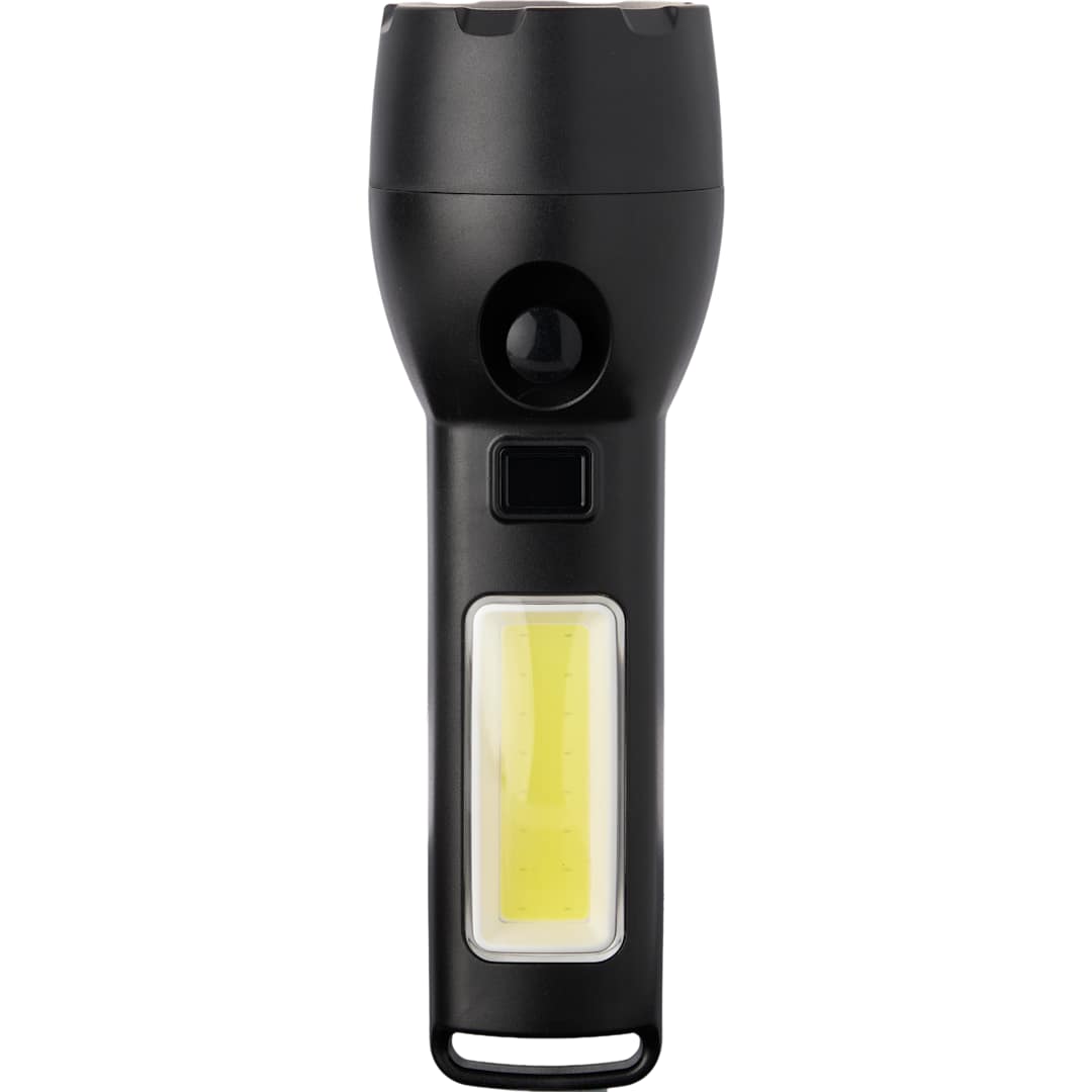 Solar Powered Rechargeable COB Flashlight - 8053-27 Black