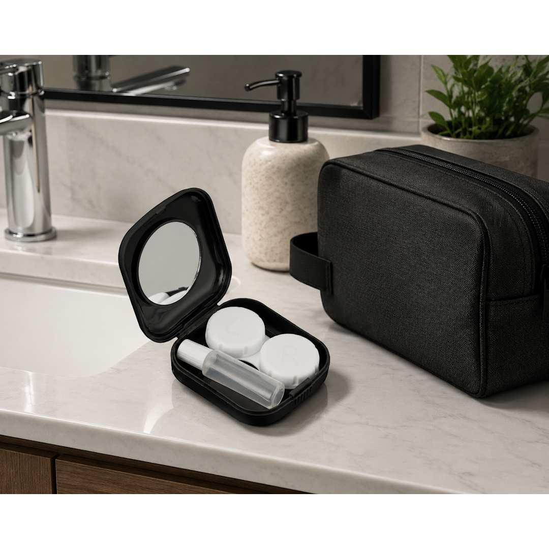 Bullet Recycled Contact Lens Travel Kit w Mirror - SM-1423 Black