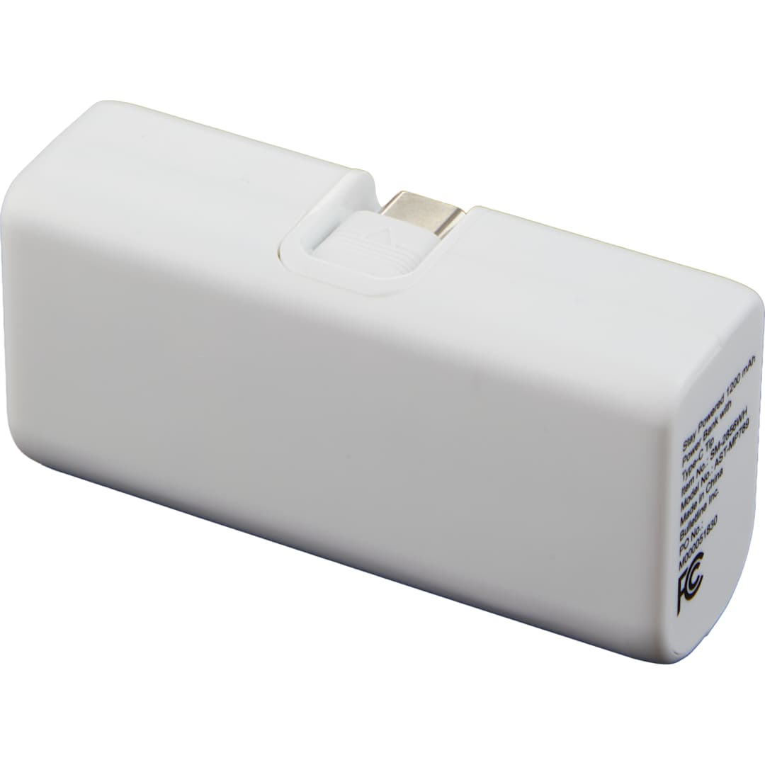 Stay Powered 1200 mAh Power Bank with Type-C Tip - SM-2856 White