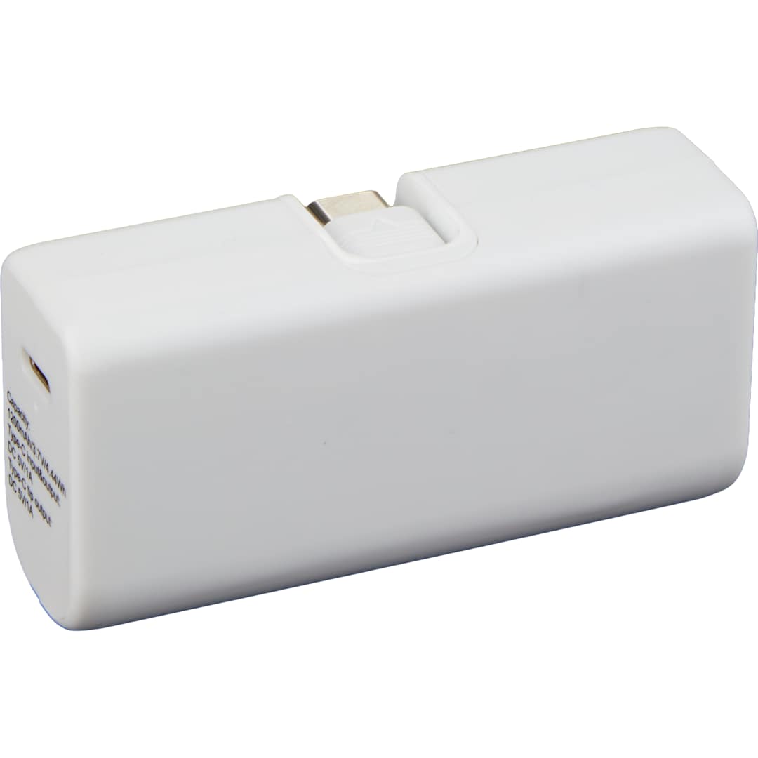 Bullet Stay Powered 1200 mAh Power Bank with Type-C Tip - SM-2856 White