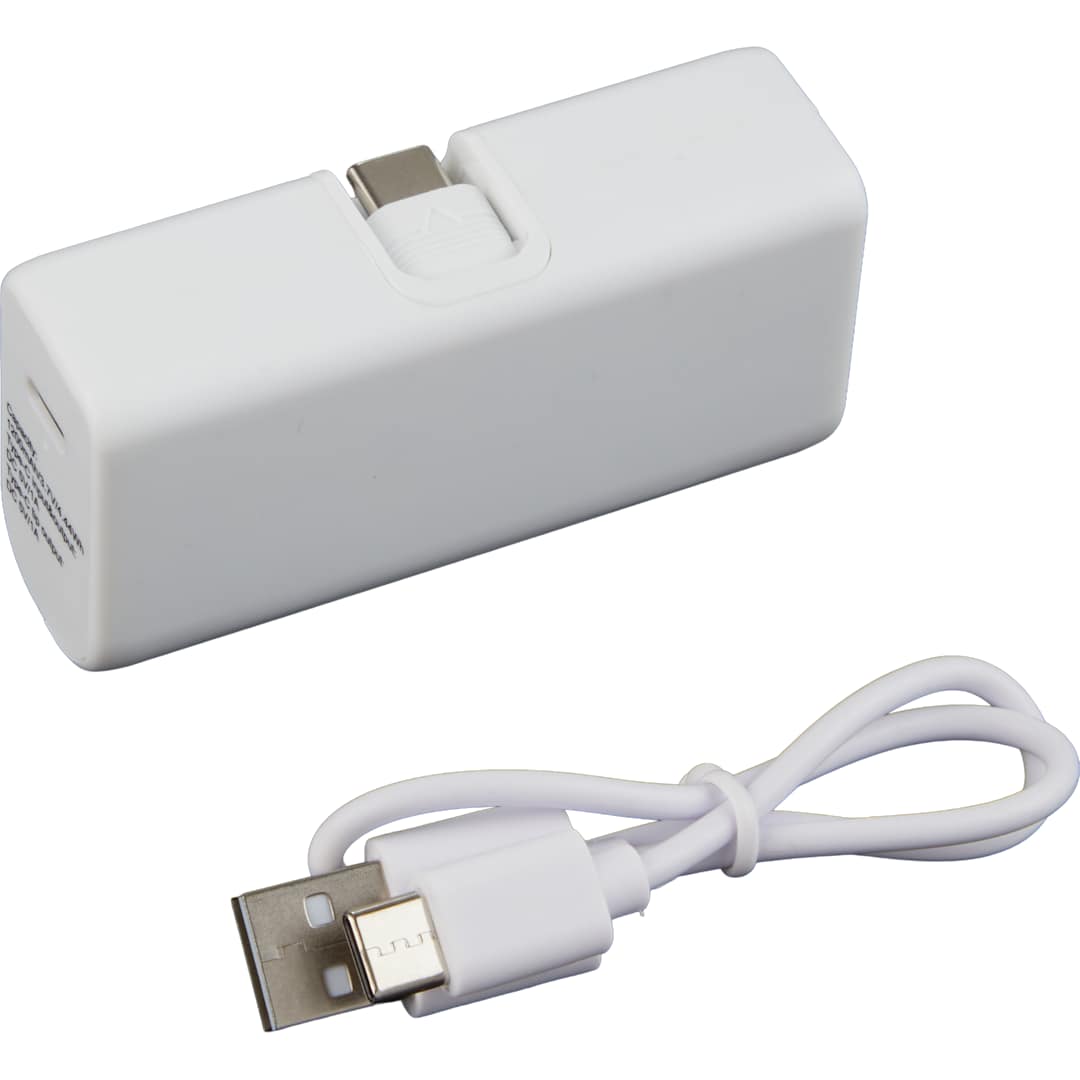Bullet Stay Powered 1200 mAh Power Bank with Type-C Tip - SM-2856 White