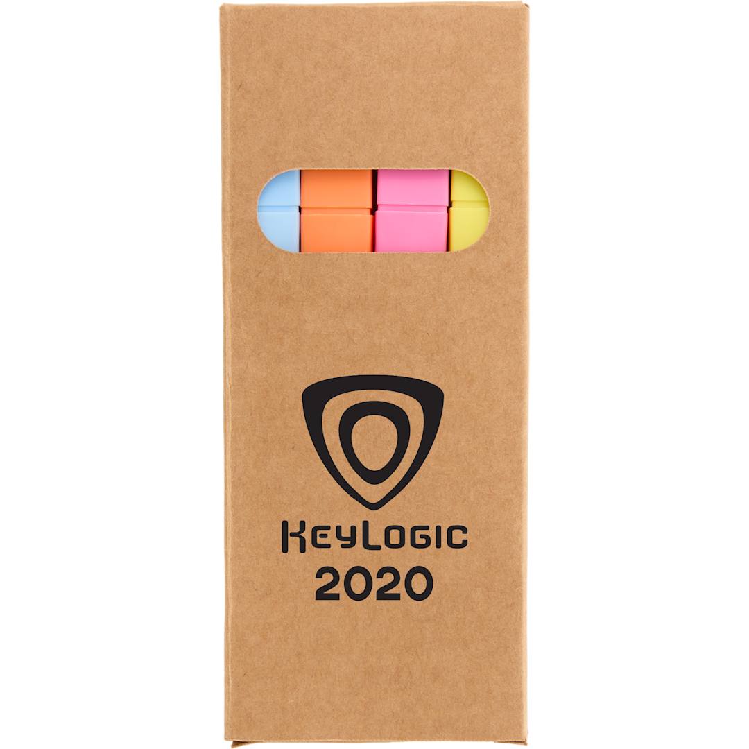 4-Piece Square Recycled Highlighter Set - SM-5328 Natural