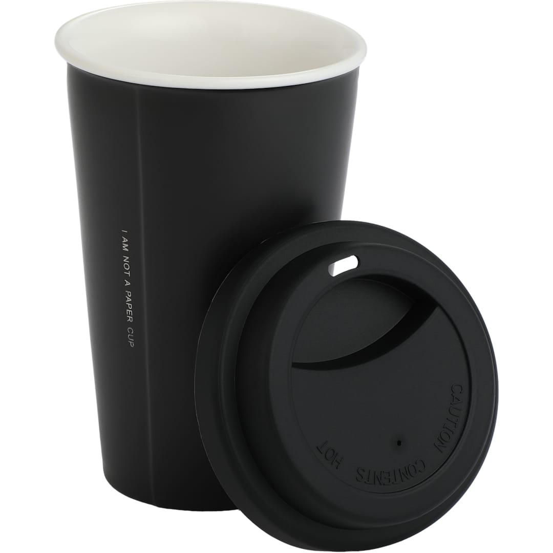 I'm Not a Paper Cup 10oz Ceramic Tumbler w/ Lid - 1600-78 Black
