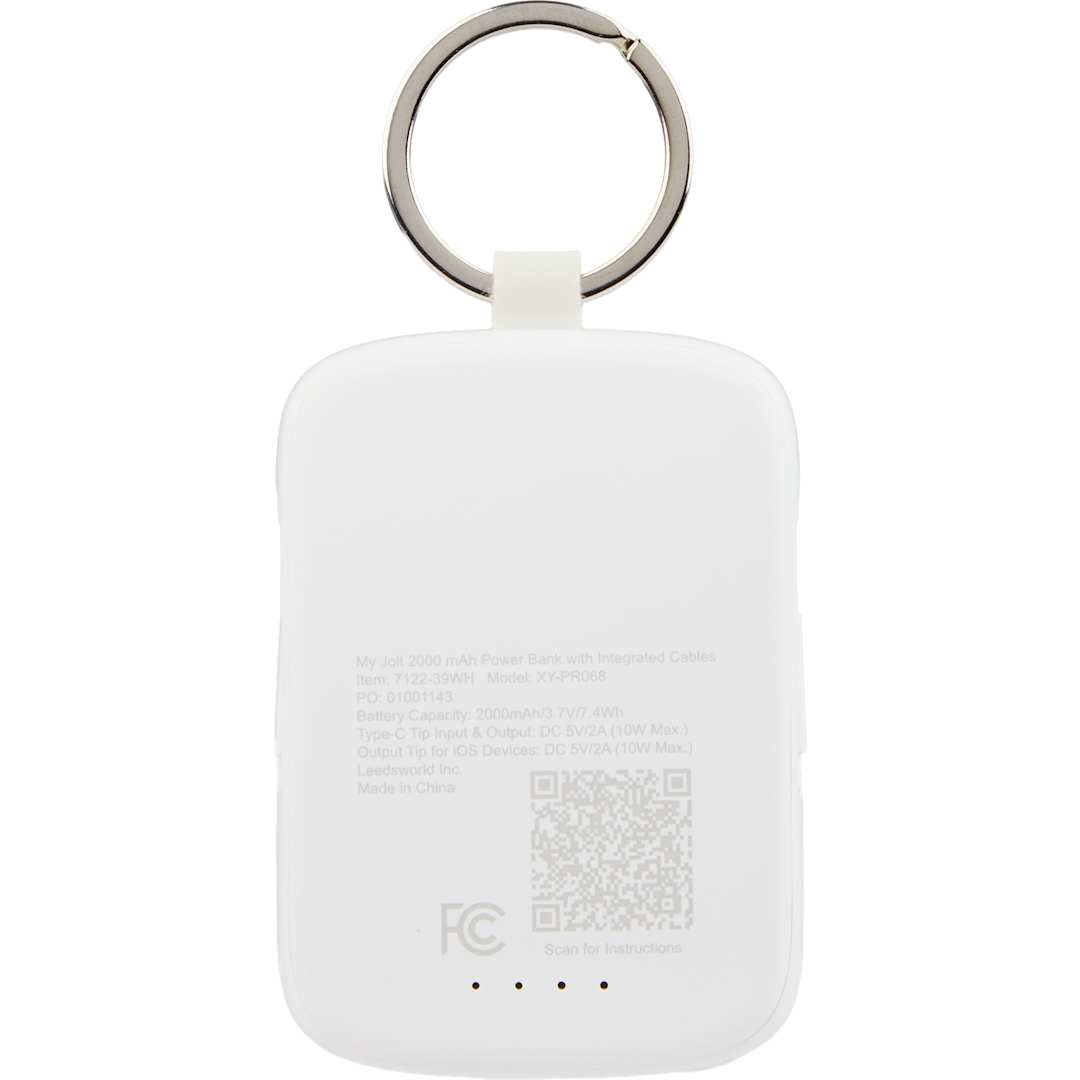 My Jolt 2000 mAh Power Bank with Integrated Cables - 7122-39 White