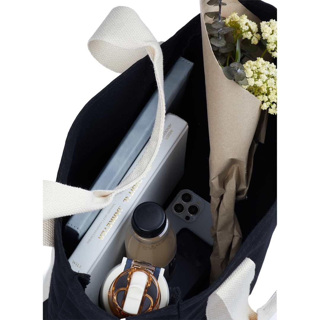 12oz Cotton Shopper Tote with Contrast Handles - 7901-52 Black