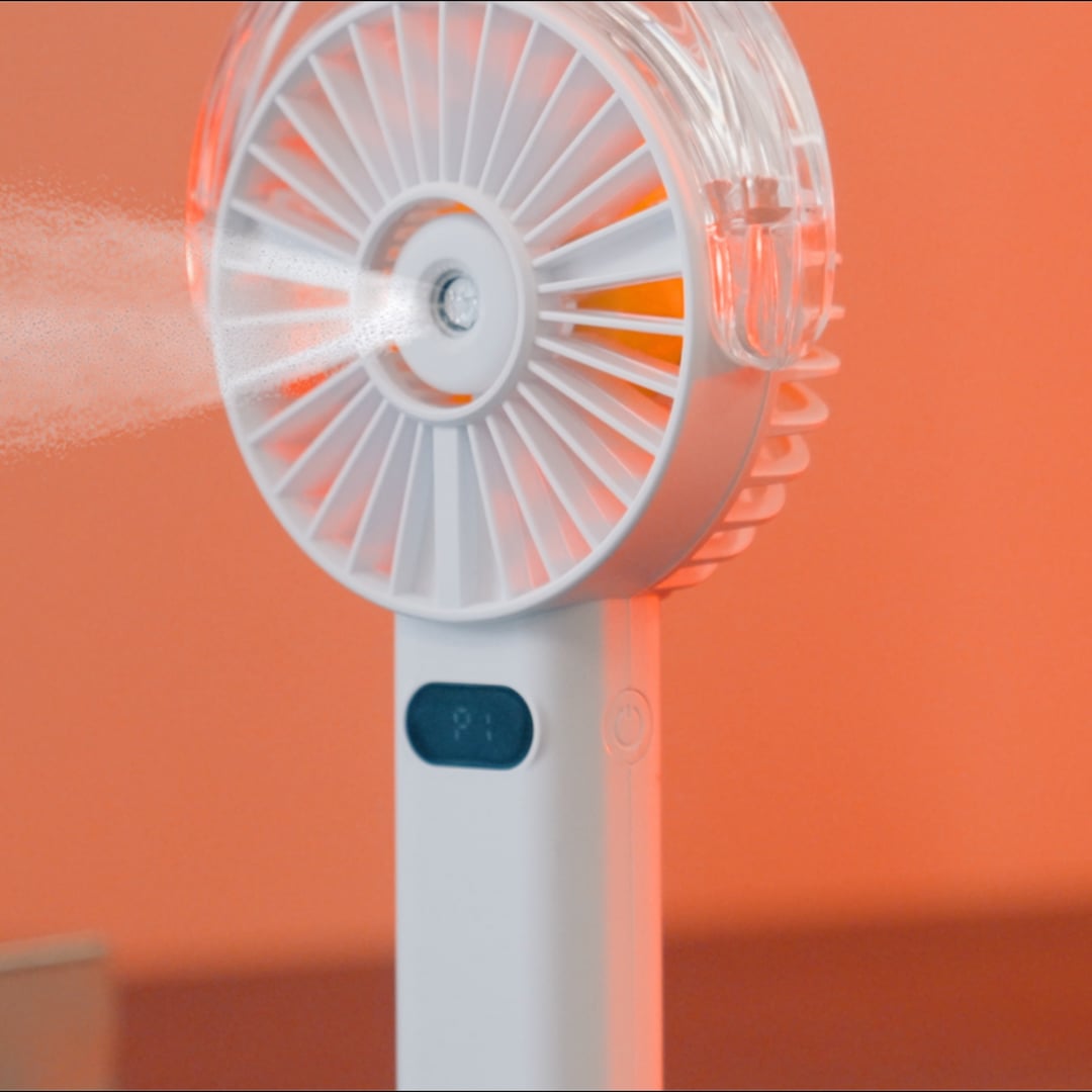 Rechargeable Portable LED Fan with Water Mist - SM-1418 White