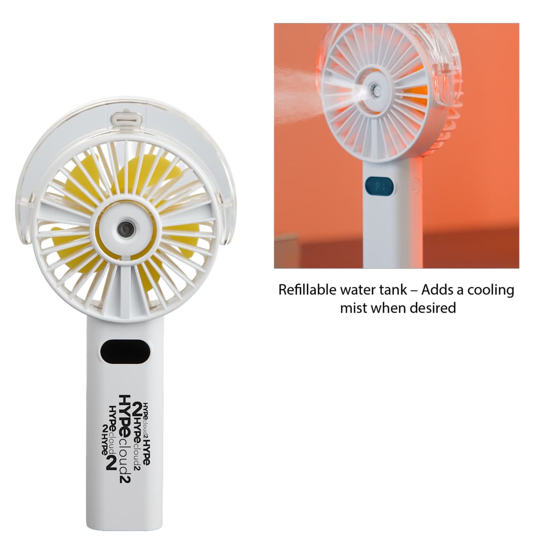 Rechargeable Portable LED Fan with Water Mist - SM-1418 White