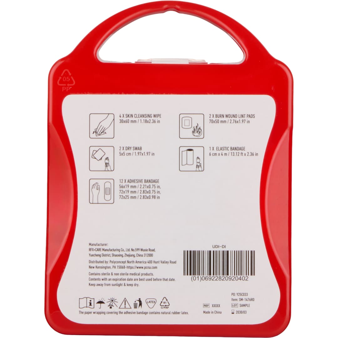 21-Piece First Aid Kit with Recycled Case - SM-1476 Red