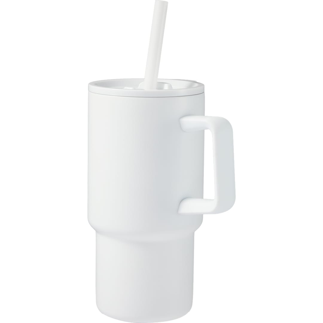 Summit 18oz Recycled Vacuum Insulated Mug w/ Straw - SM-6976 White