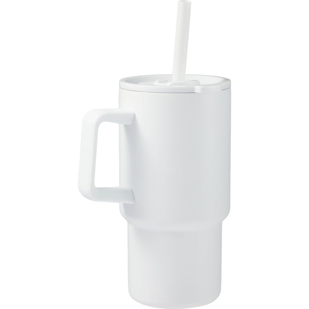 Summit 18oz Recycled Vacuum Insulated Mug w/ Straw - SM-6976 White