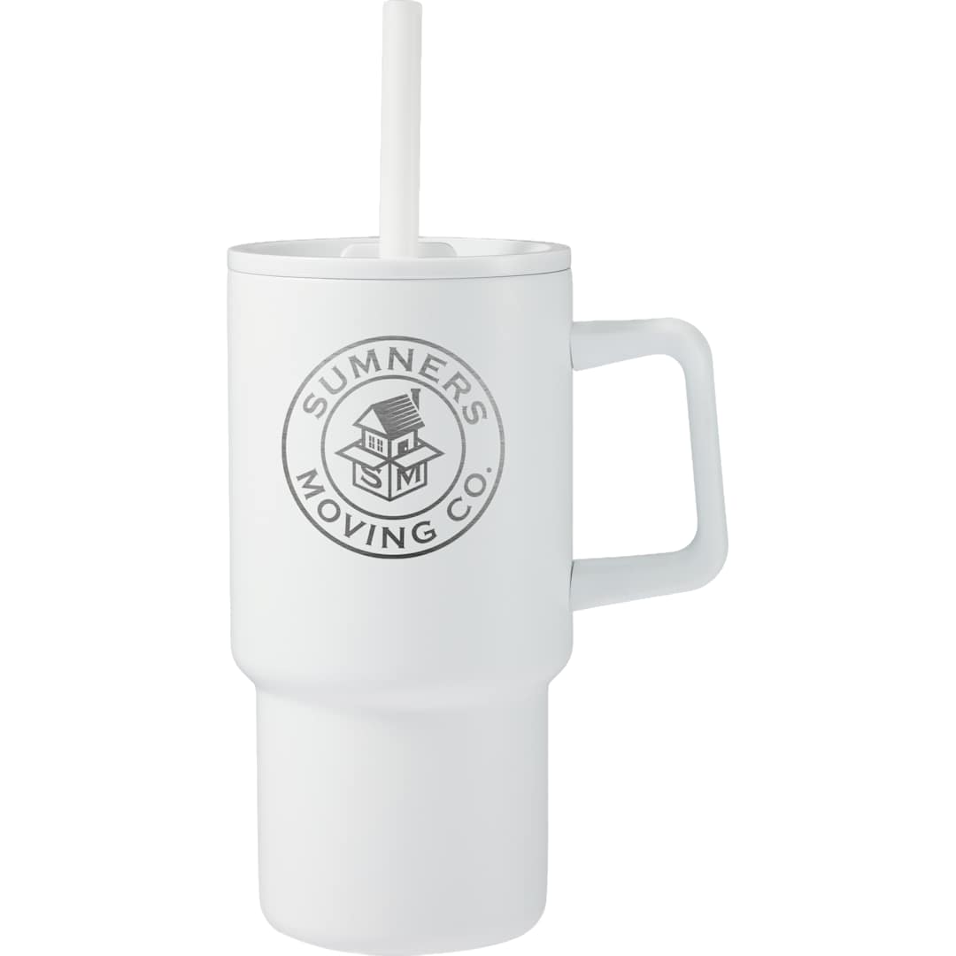 Summit 18oz Recycled Vacuum Insulated Mug w/ Straw - SM-6976 White