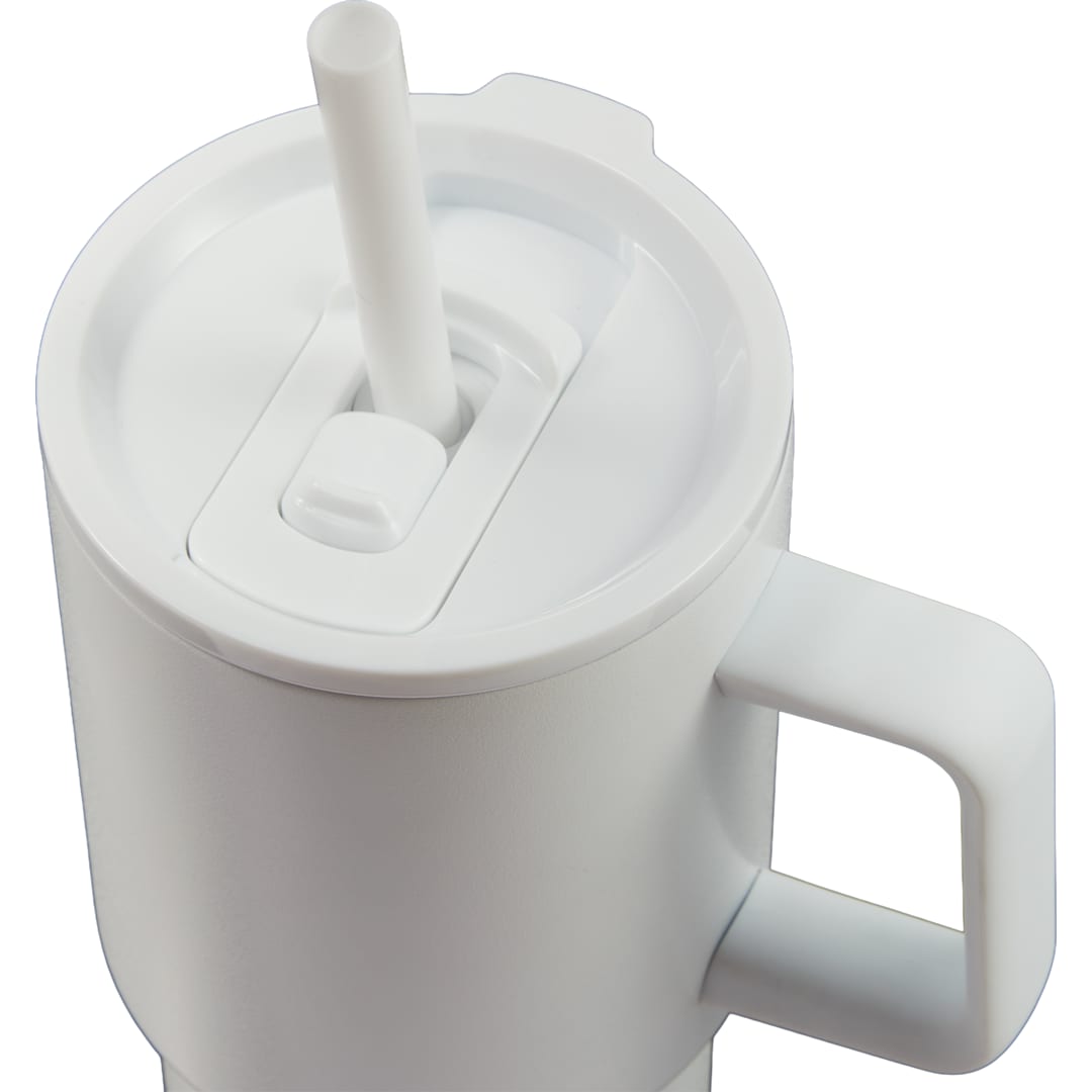 Summit 18oz Recycled Vacuum Insulated Mug w/ Straw - SM-6976 White