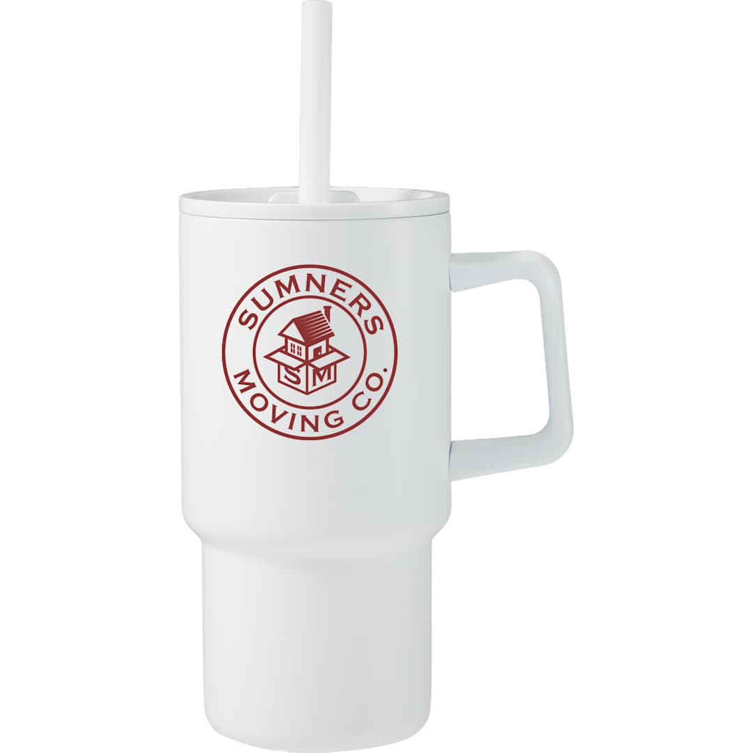 Summit 18oz Recycled Vacuum Insulated Mug w/ Straw - SM-6976 White