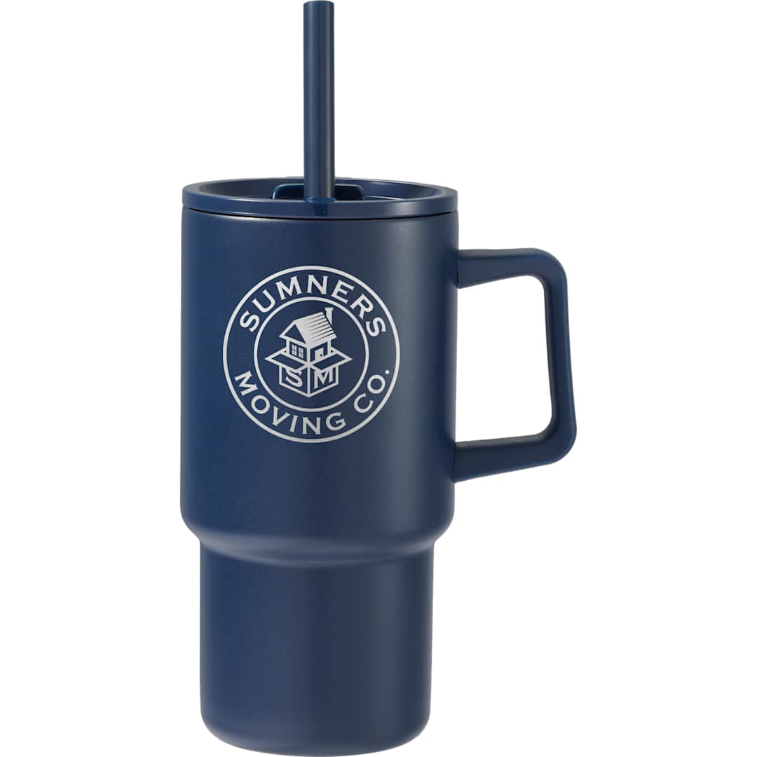 Summit 18oz Recycled Vacuum Insulated Mug w/ Straw - SM-6976 Blue