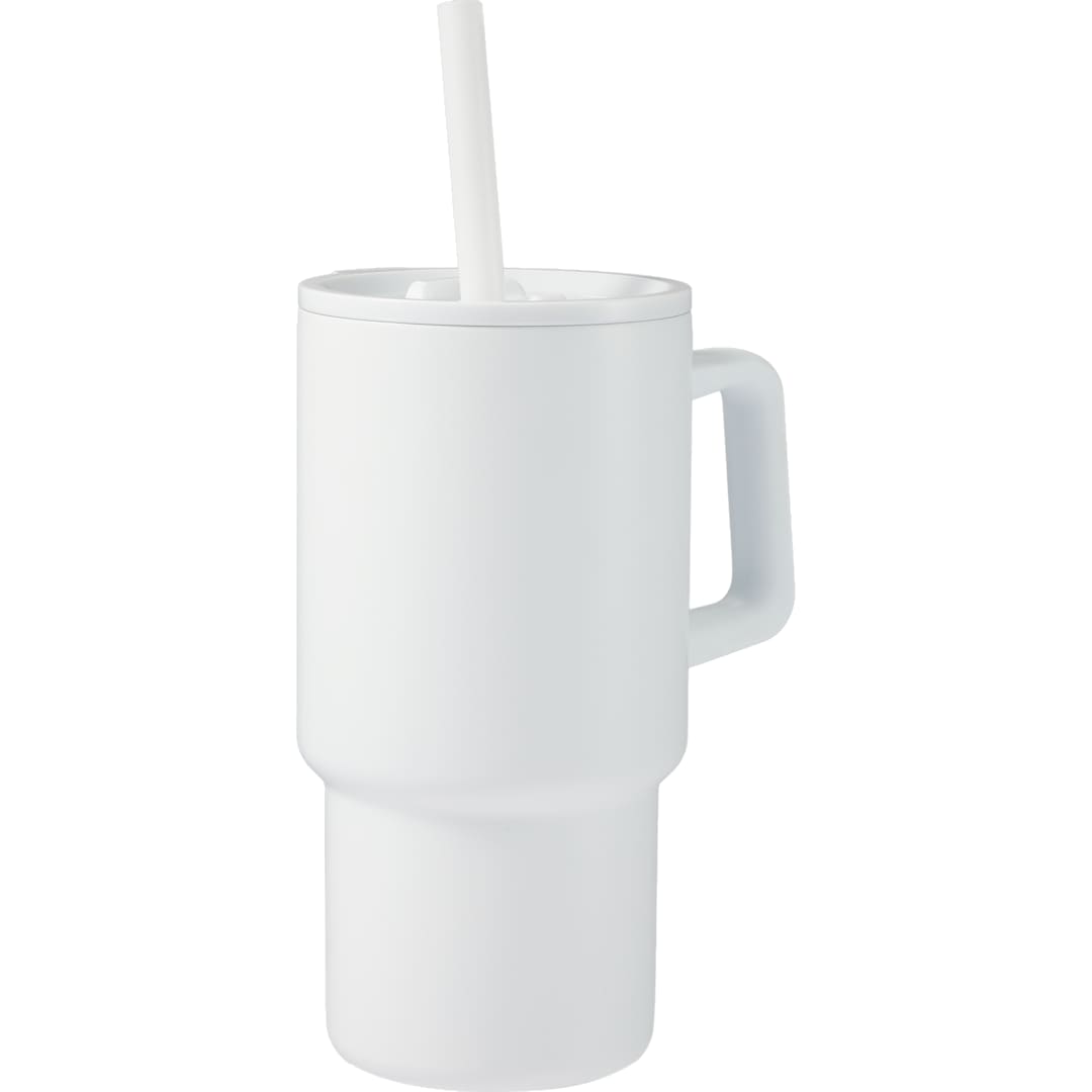 Summit 18oz Recycled Vacuum Insulated Mug w/ Straw - SM-6976 White