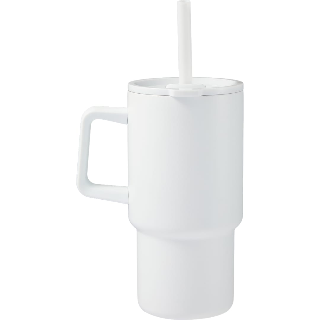 Summit 18oz Recycled Vacuum Insulated Mug w/ Straw - SM-6976 White