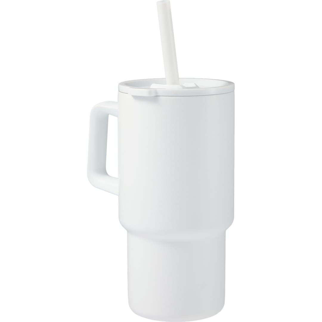 Summit 18oz Recycled Vacuum Insulated Mug w/ Straw - SM-6976 White