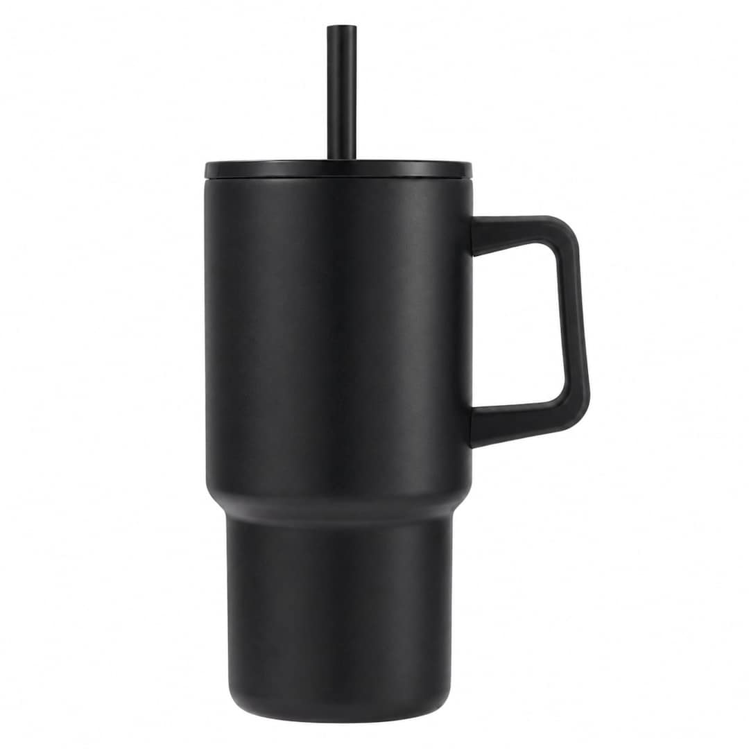 Summit 18oz Recycled Vacuum Insulated Mug w/ Straw - SM-6976 Black