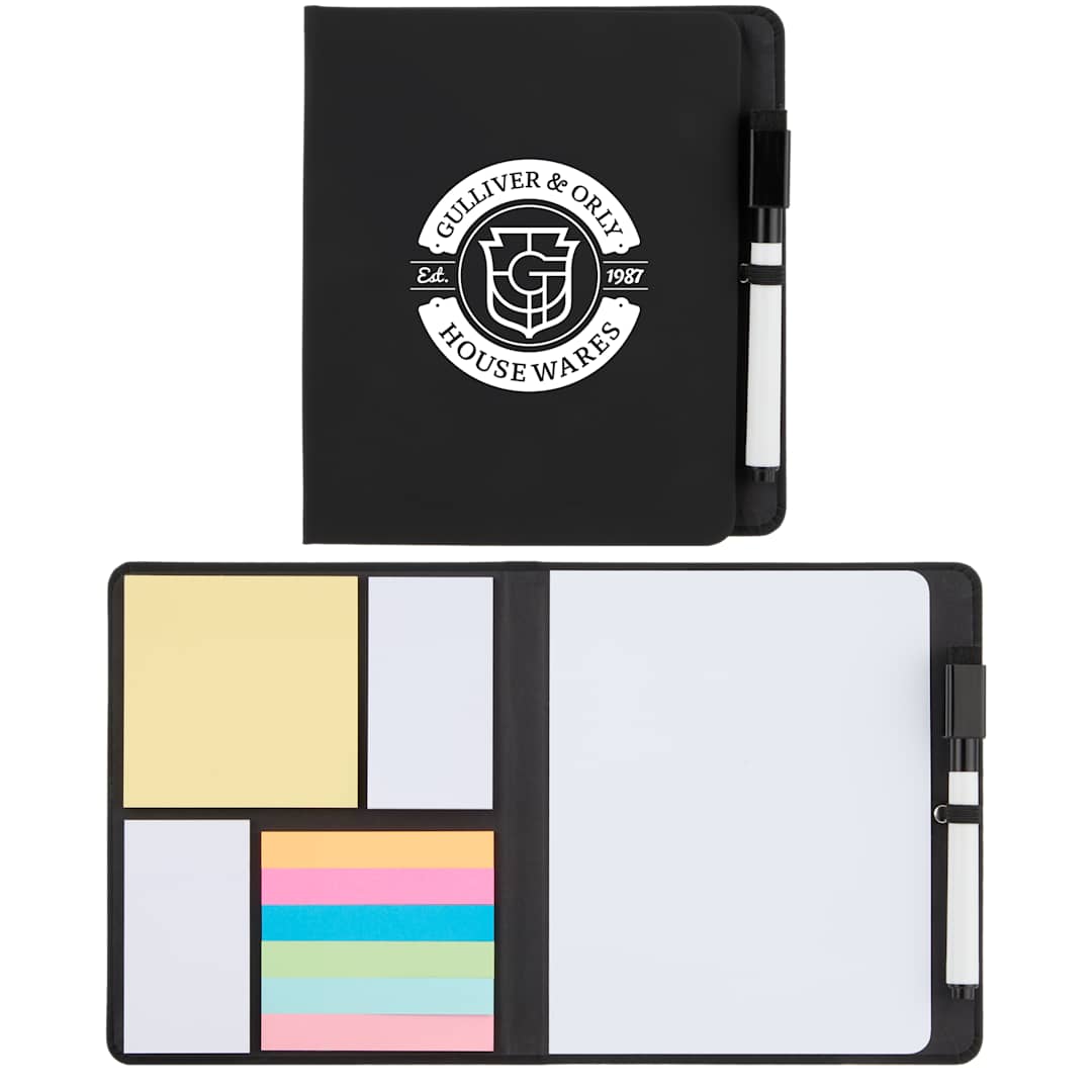 Recycled PU White Board &amp; Sticky Notes Pad - SM-9029 Black
