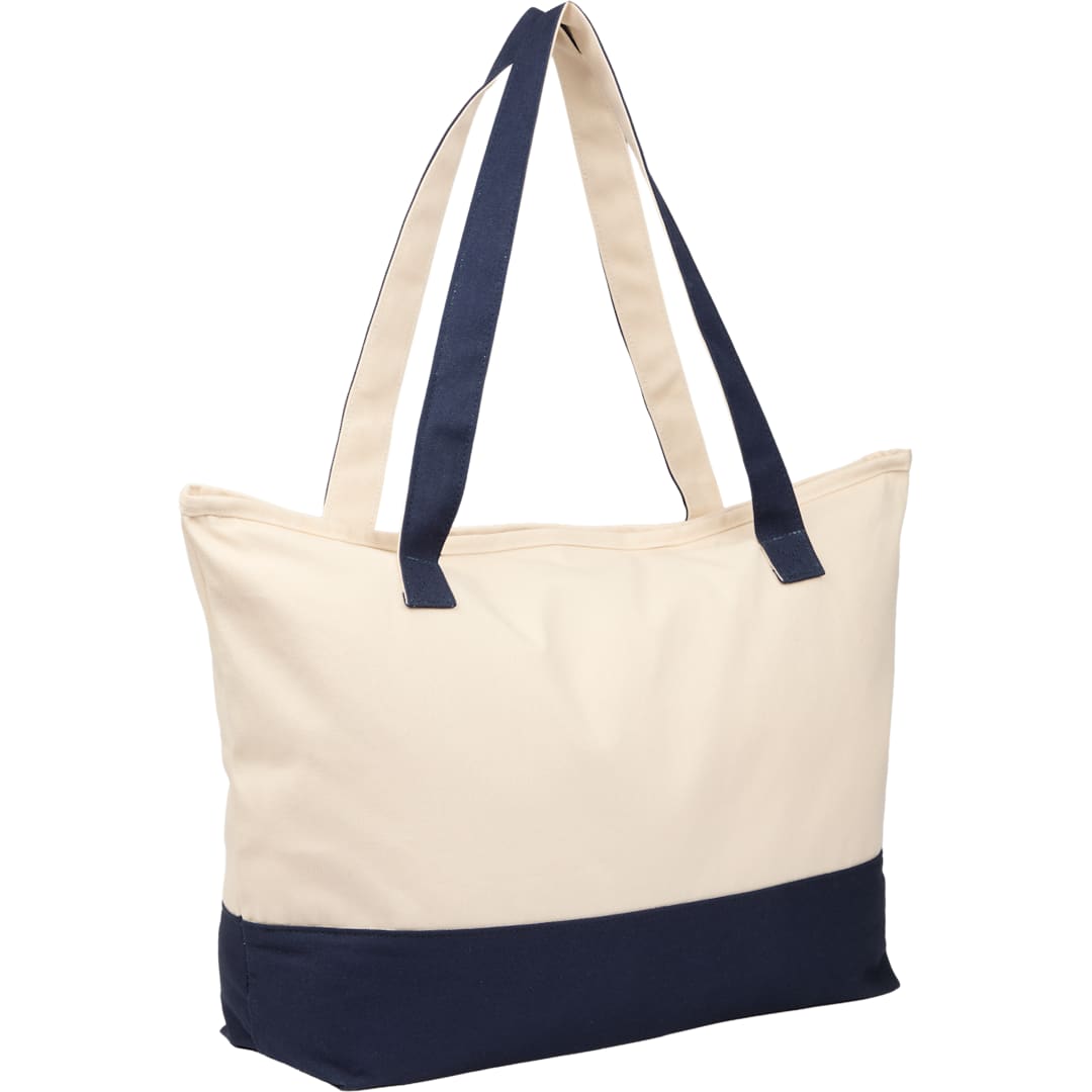 Color Accent 12oz Recycled Cotton Zippered Tote - SM-5460 Blue