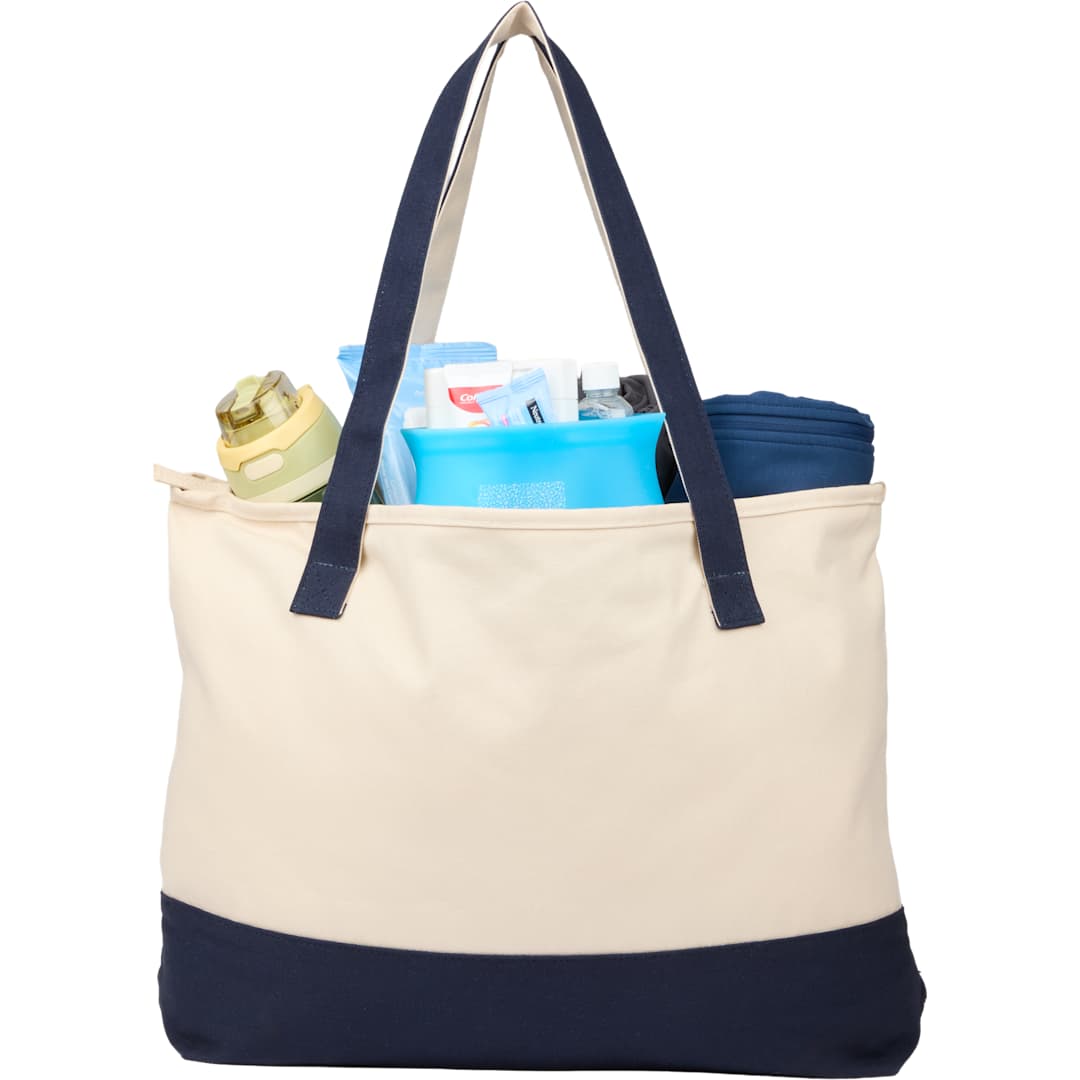 Color Accent 12oz Recycled Cotton Zippered Tote - SM-5460 Blue
