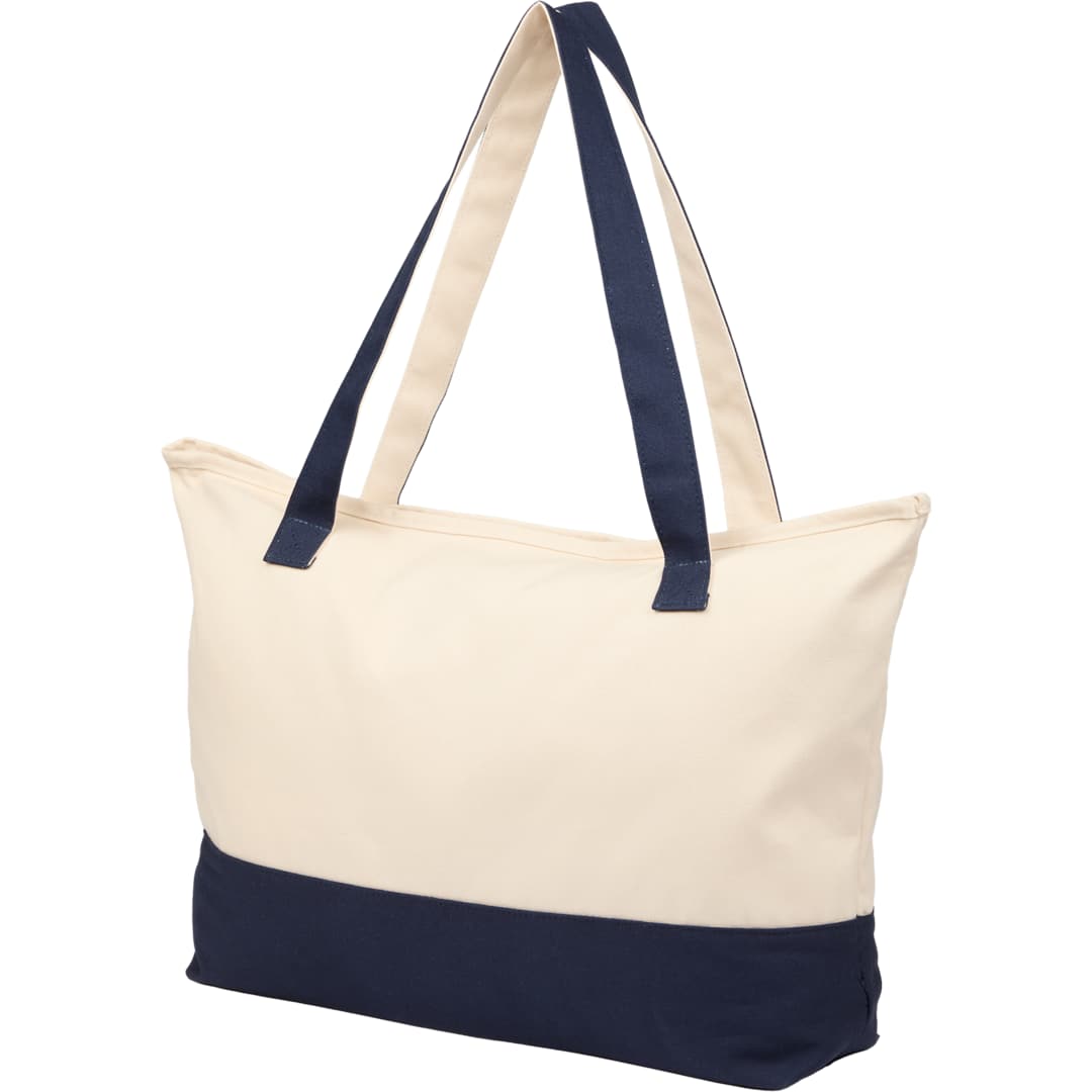  Color Accent 12oz Recycled Cotton Zippered Tote - SM-5460
