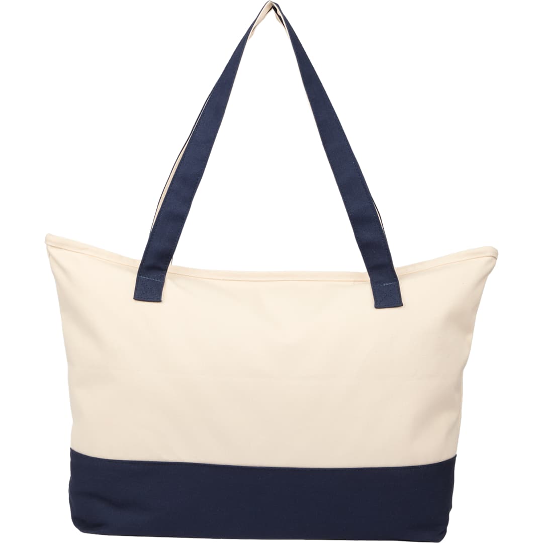 Color Accent 12oz Recycled Cotton Zippered Tote - SM-5460 Blue