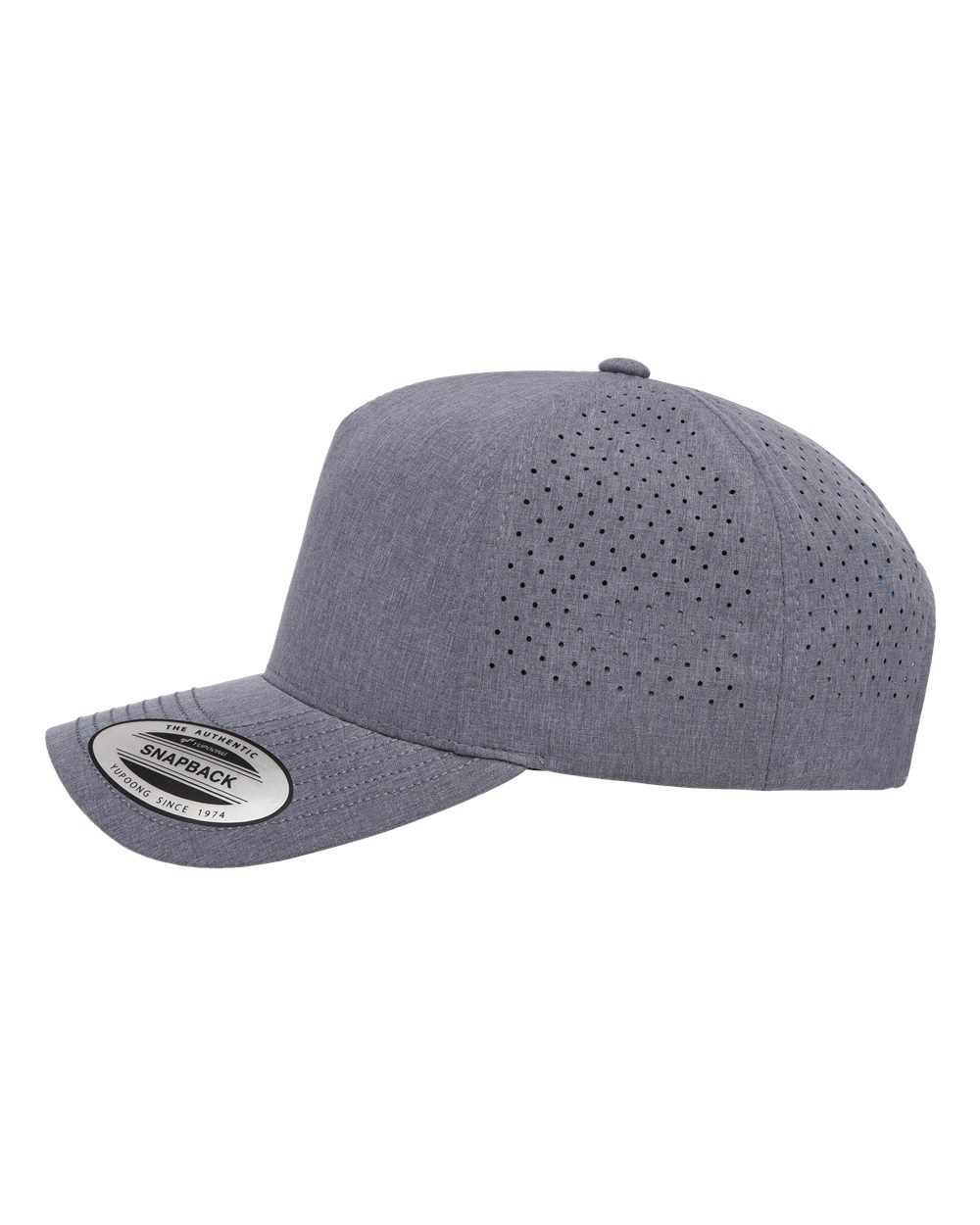 YP Classics Five-Panel Snapback with Perforated Cap - 5389AP Heather Grey