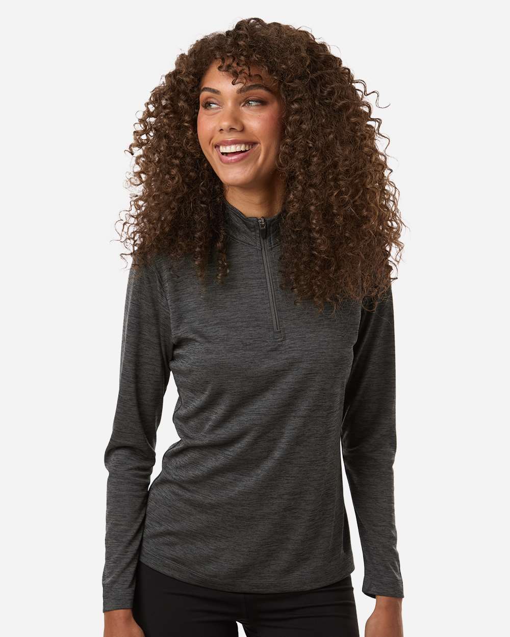 AllPro Women's Pro-Lock Performance Mélange Quarter-Zip Pullover - 4HM70L Black Melange