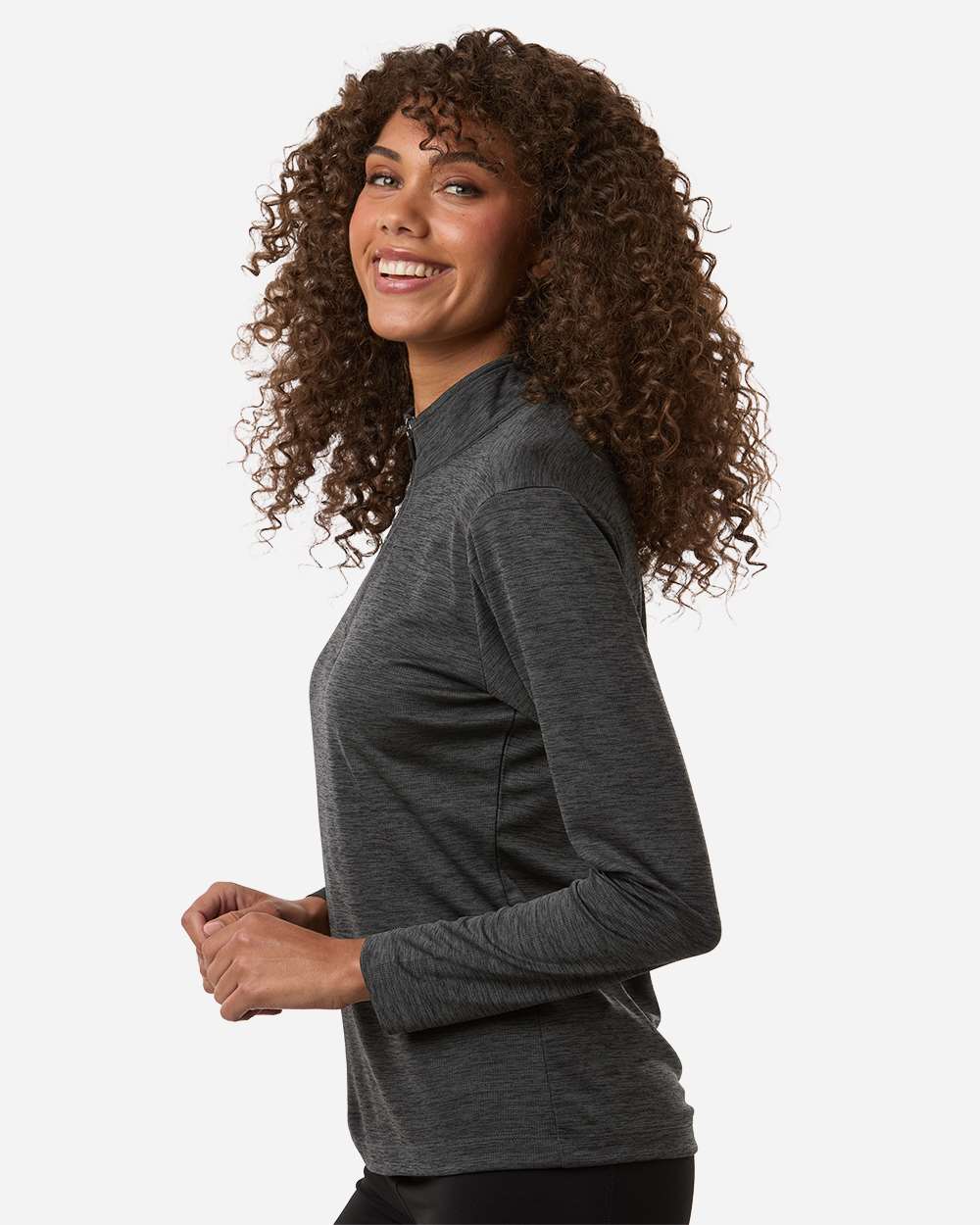 AllPro Women's Pro-Lock Performance Mélange Quarter-Zip Pullover - 4HM70L Black Melange