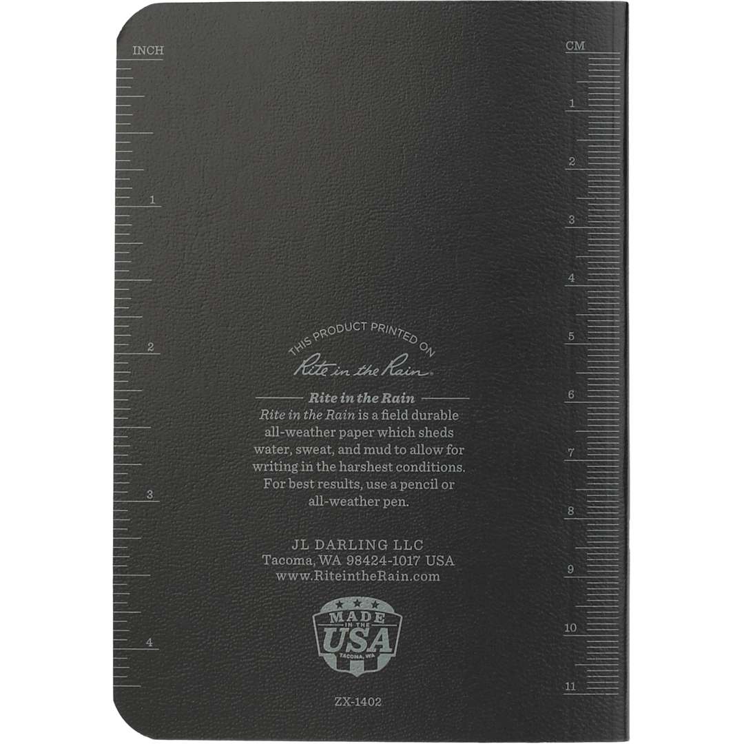 Rite in the Rain 3.5" x 5.25" Rite in the Rain Soft Cover Notebook - 0913-08 Black