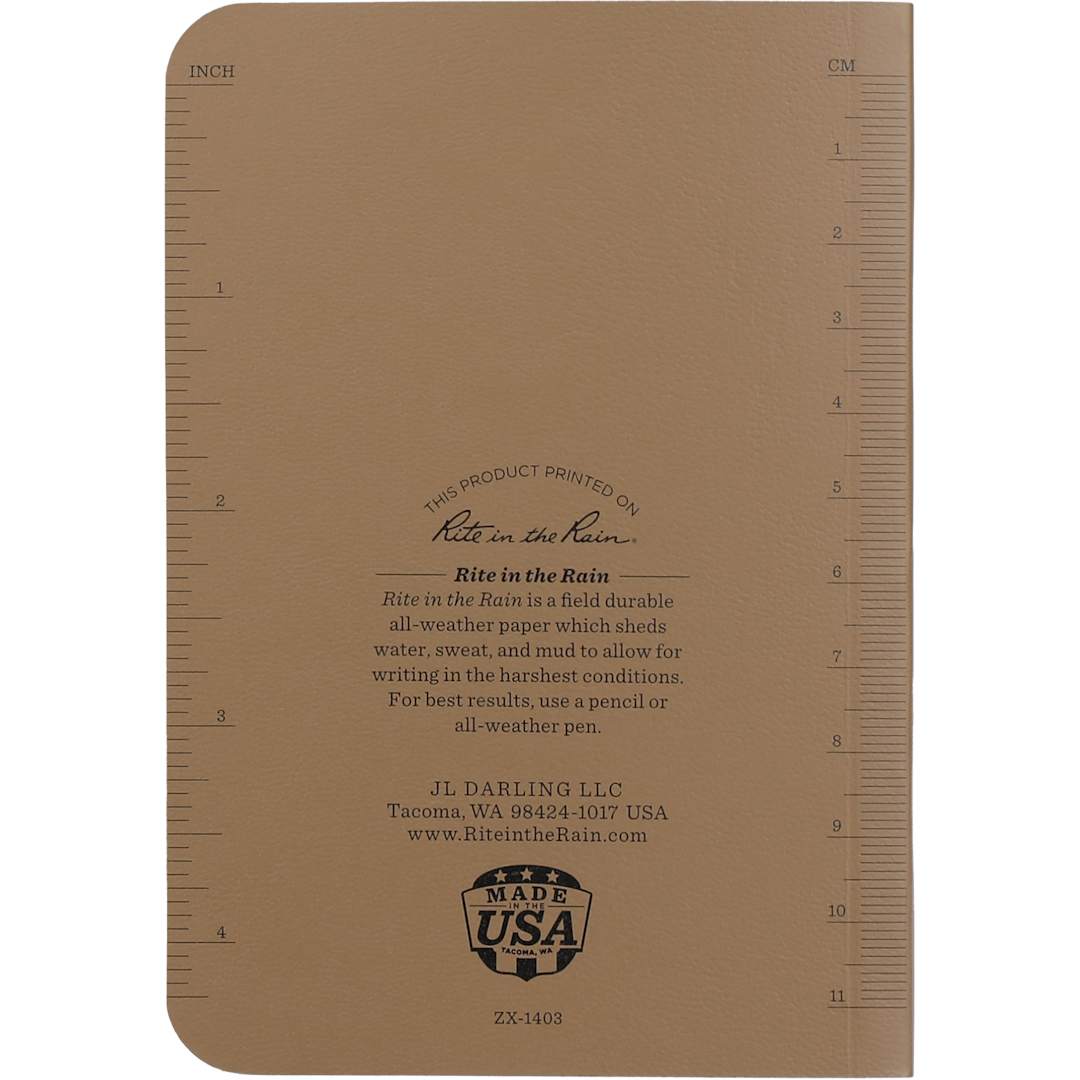 Rite in the Rain 3.5" x 5.25" Rite in the Rain Soft Cover Notebook - 0913-08 Tan