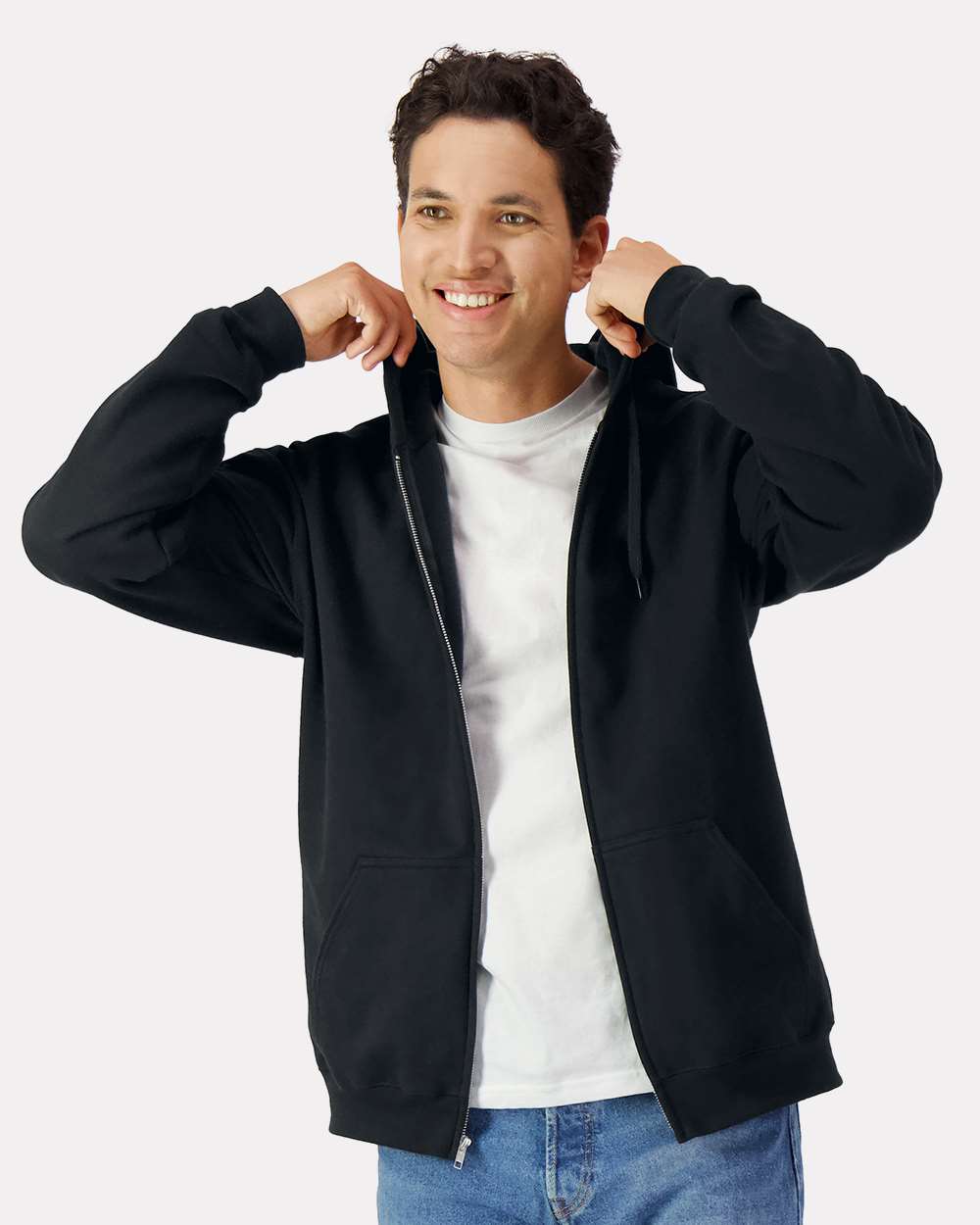 Gildan Unisex Softstyle® Midweight Full-Zip Hooded Sweatshirt - SF600 Black