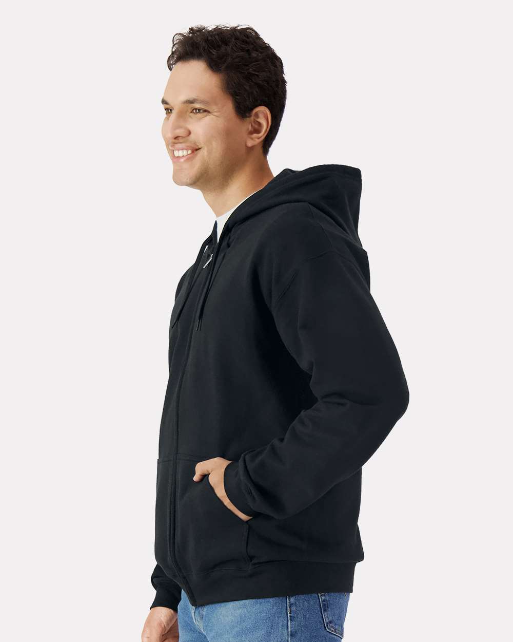 Gildan Unisex Softstyle® Midweight Full-Zip Hooded Sweatshirt - SF600 Black