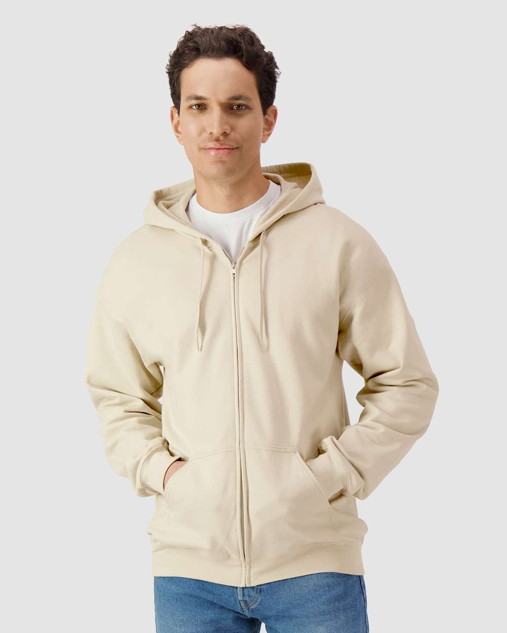 Gildan Unisex Softstyle® Midweight Full-Zip Hooded Sweatshirt - SF600 Sand