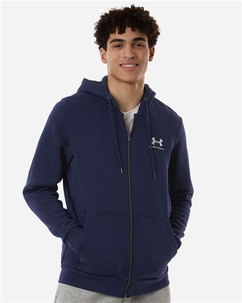 Under Armour Men's Icon Fleece Hooded Full-Zip - 1373881 Midnight Navy- White