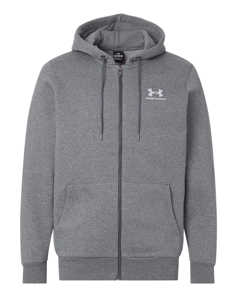 Under Armour Men's Icon Fleece Hooded Full-Zip - 1373881 Pitch Grey Medium Heather- White