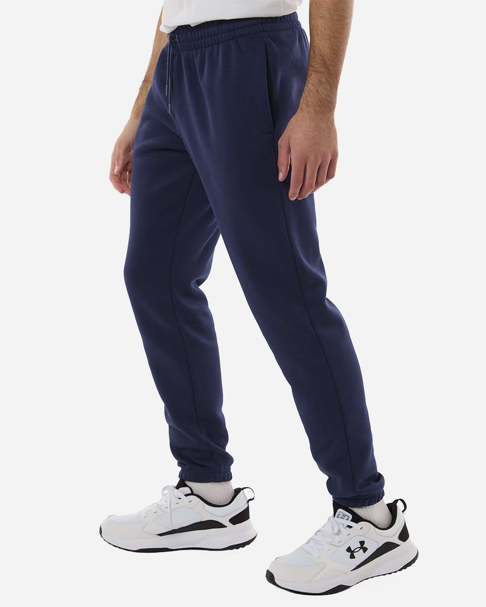 Under Armour Men's Icon Fleece Joggers - 1373882 Midnight Navy- White