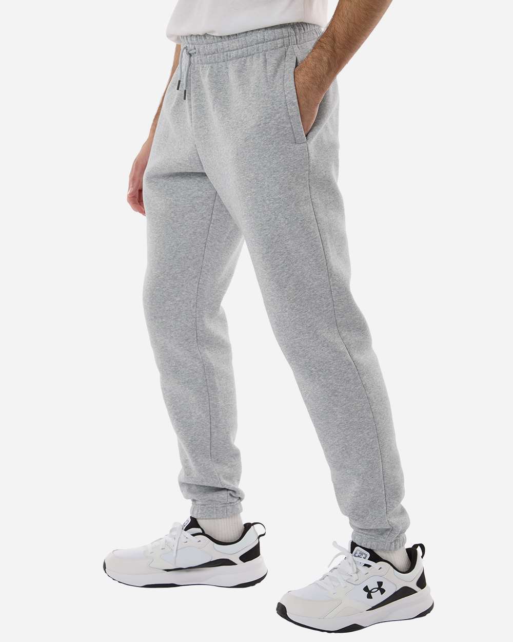 Under Armour Men's Icon Fleece Joggers - 1373882 Mod Grey Light Heather- White