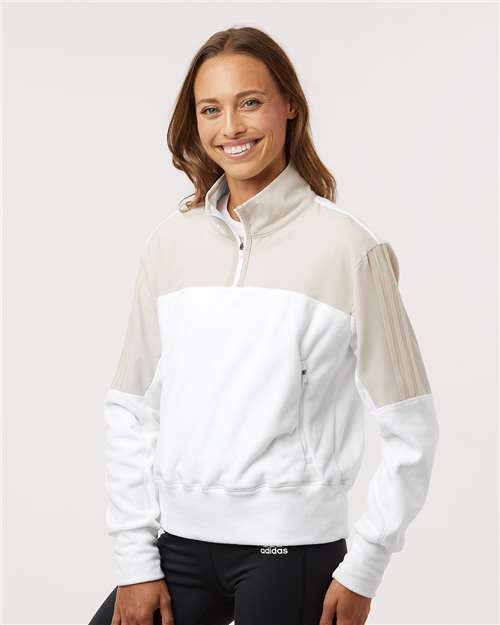 Adidas Women's Fleece Quarter-Zip Pullover - A601 Alumina