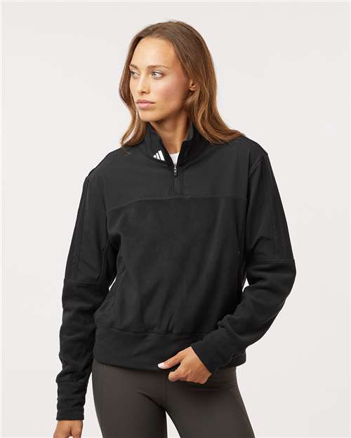 Adidas Women's Fleece Quarter-Zip Pullover - A601 Black