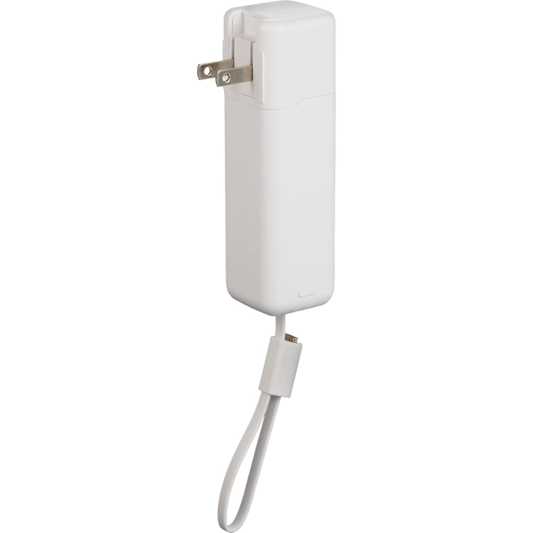 ETL Listed 5000 mAh 20W PD Power Bank with AC Plug - 7122-35 White