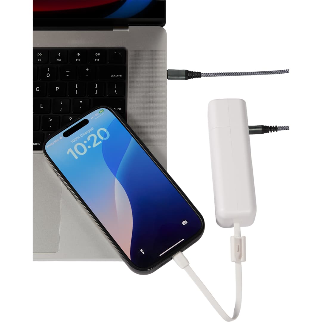 ETL Listed 5000 mAh 20W PD Power Bank with AC Plug - 7122-35 White