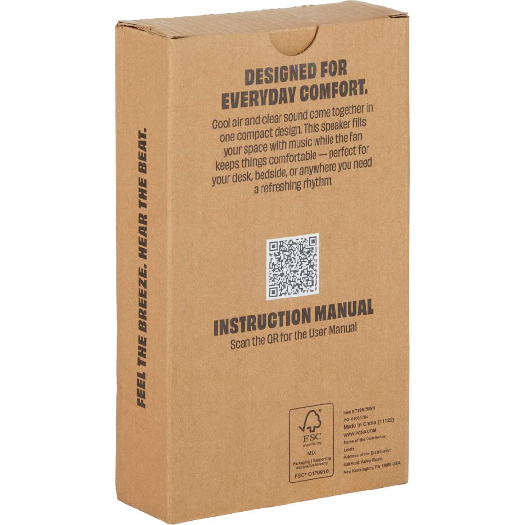 Audio Breeze Desktop Fan with Bluetooth Speaker - 7195-76 White