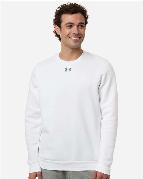 Under Armour Men's Team Icon Fleece Crew - 6014160 White- Pitch Grey Medium Heather