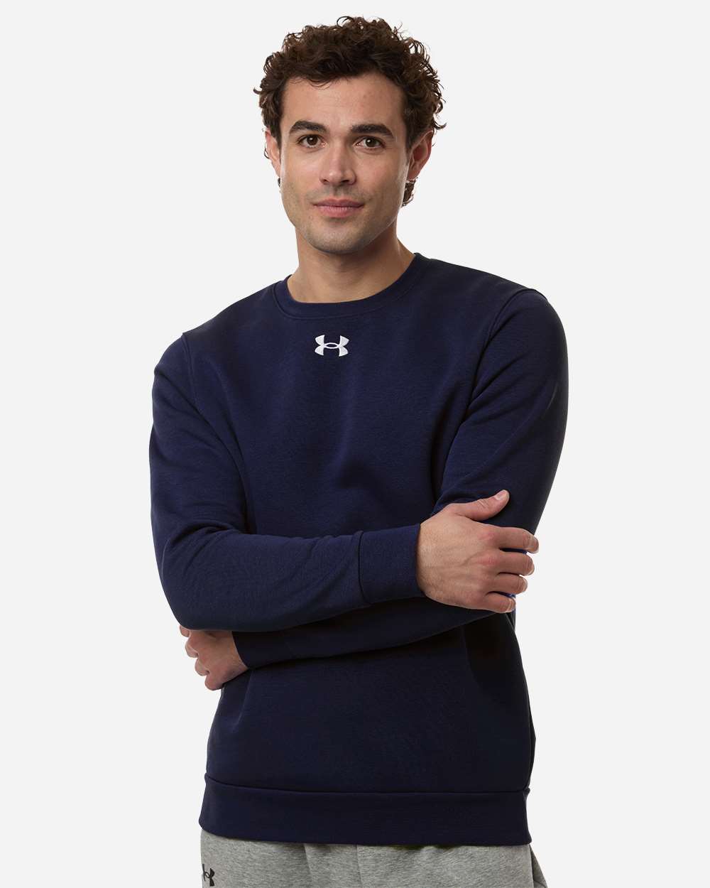 Under Armour Men's Team Icon Fleece Crew - 6014160 Midnight Navy- White