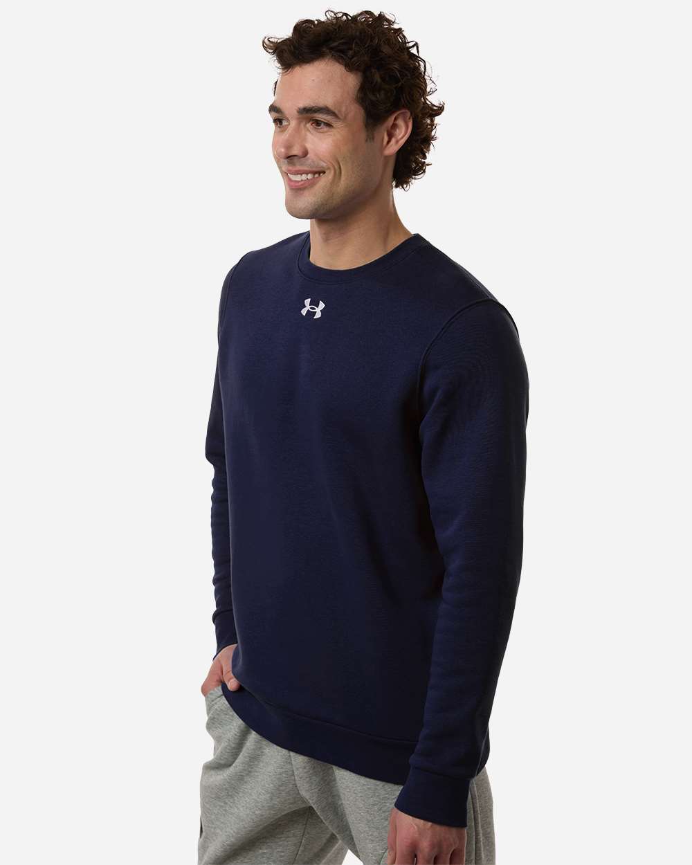Under Armour Men's Team Icon Fleece Crew - 6014160 Midnight Navy- White