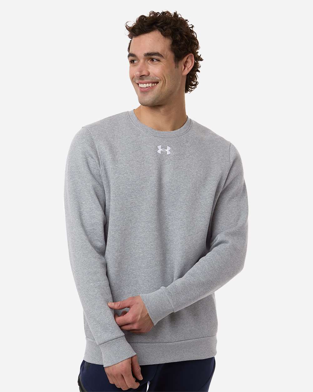 Under Armour Men's Team Icon Fleece Crew - 6014160 Mod Grey Light Heather- White